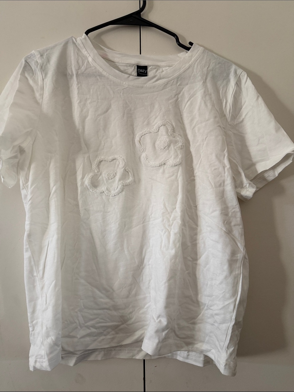White Floral Applique Cotton Tee - Men